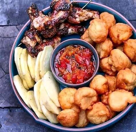 Fried Yam, Akara and Fish